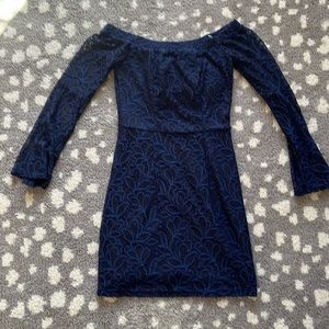 Clastic Navy Blue Lace Dress